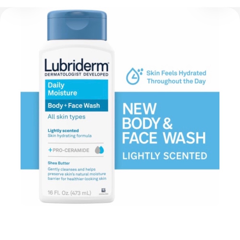 Lubriderm Daily Moisture Body + Face Wash 16oz Pro-Ceramide Shea Butter Wash